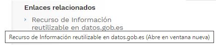 Imagen con un enlace "Recurso de Información reutilizable en datos.gob.es" con título de enlace "Recurso de Información reutilizable en datos.gob.es (Abre en ventana nueva)"